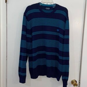 Chaps Quarter Zip Men's Cotton Sweater Size XL Striped